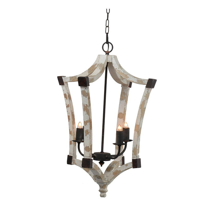 4 Light Chandelier, Hanging Light Fixture With Adjustable Chain For Kitchen, Bulb Not Included - Cream