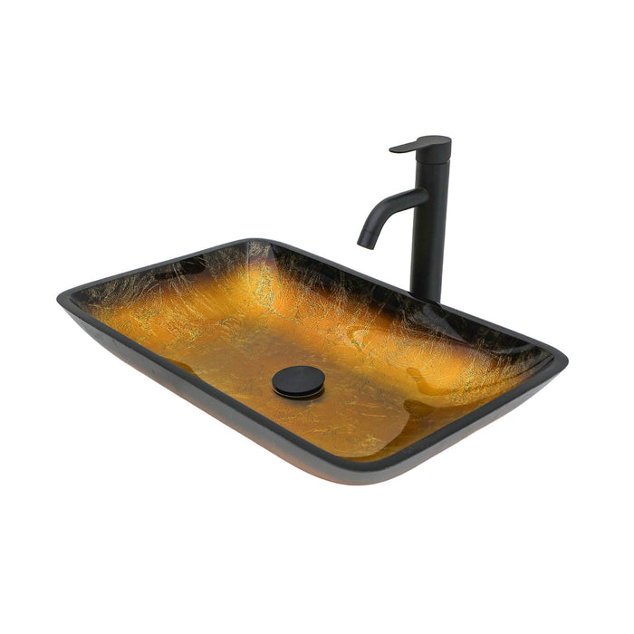 Gradient Tempered Glass Vessel Sink With Pop-Up Drain