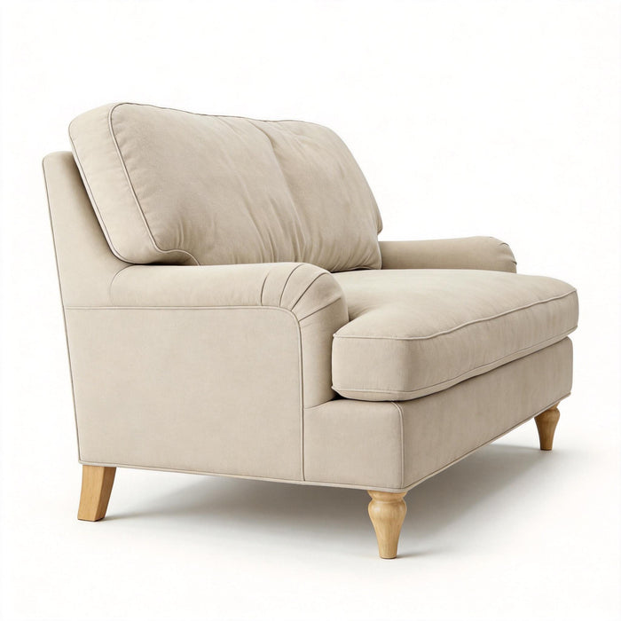Loveseat Sofa, Upholstered Small Couch For Living Room - Cream Beige