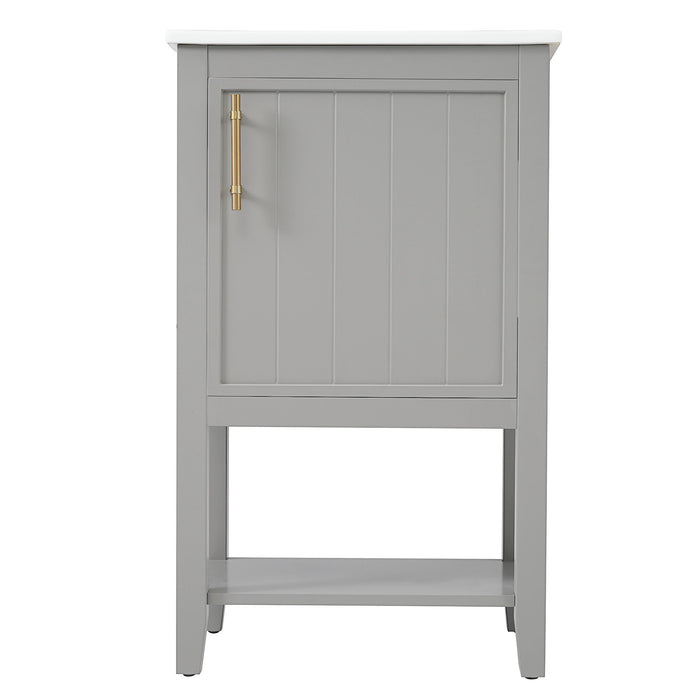 Modern Bathroom Vanity With Sink, Soft-Closing Door And Open Shelf