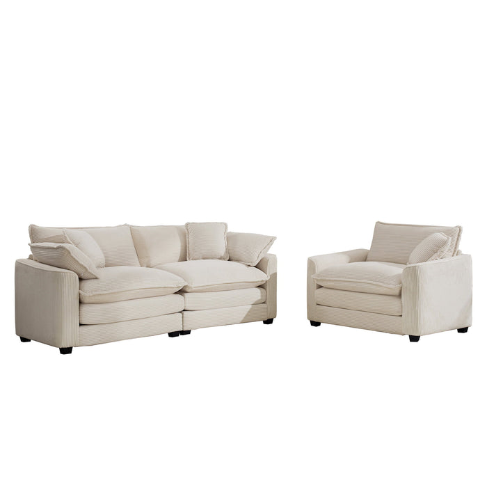 Elegant Corduroy Oversized Sectional Sofa Set With Deep Seats And Flexible Layout