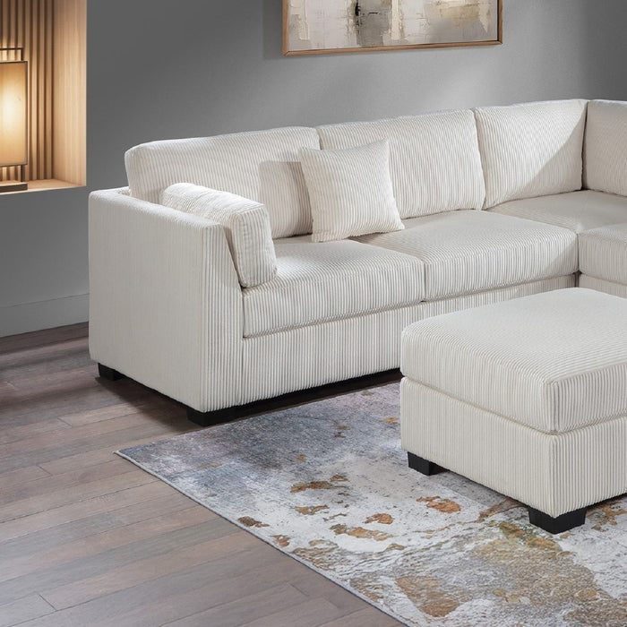 Contemporary L - Sectional Sofa Set With Ottoman And Pillows