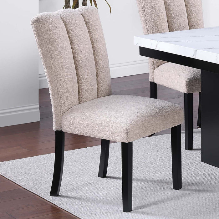 2 Tone Dining Table Set With Upholstered Side Chairs
