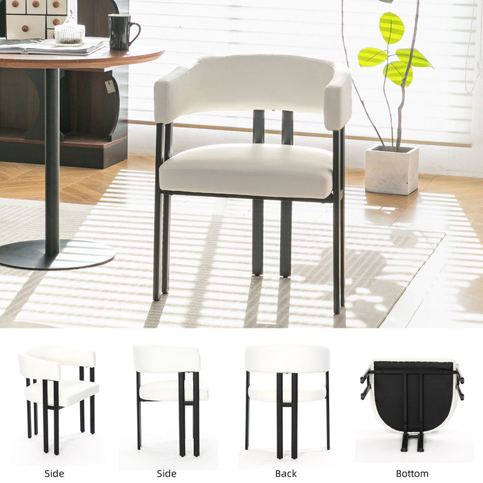 Modern Dining Upholstered Barrel Chair With Curved Back And Armrests