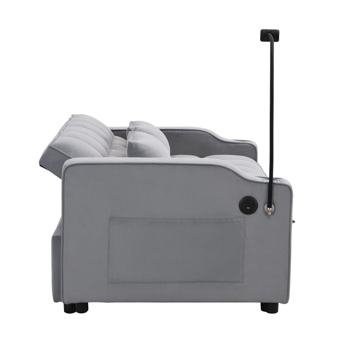 Modern Loveseat With Pullout Bed, Adjustable Reclining Backrest