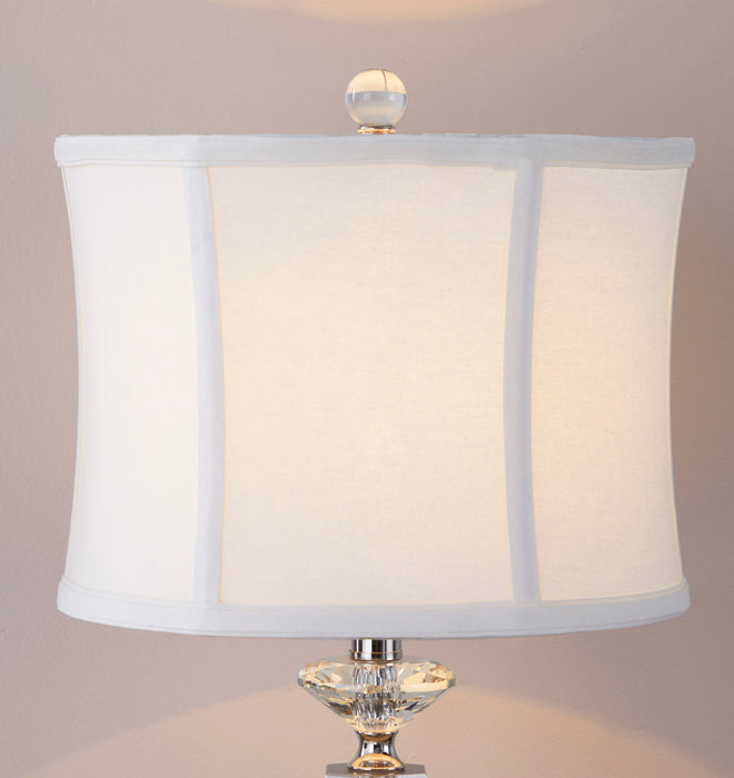 Diamond - Torch Contemporary Crystal Table Lamp (Set of 2) - Clear / Off White / Polished Nickel