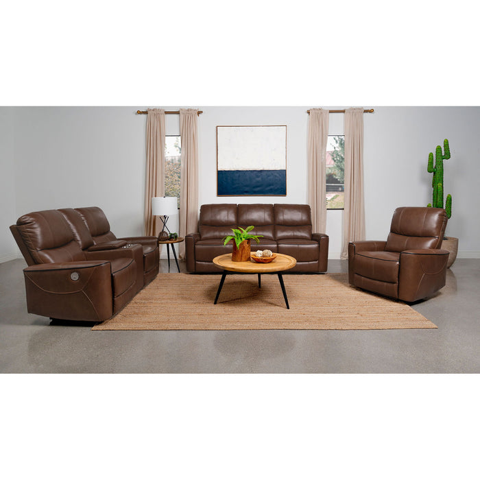 Denson - Upholstered Power Recliner Chair With USB Charging And Smooth Button Recline - Brown