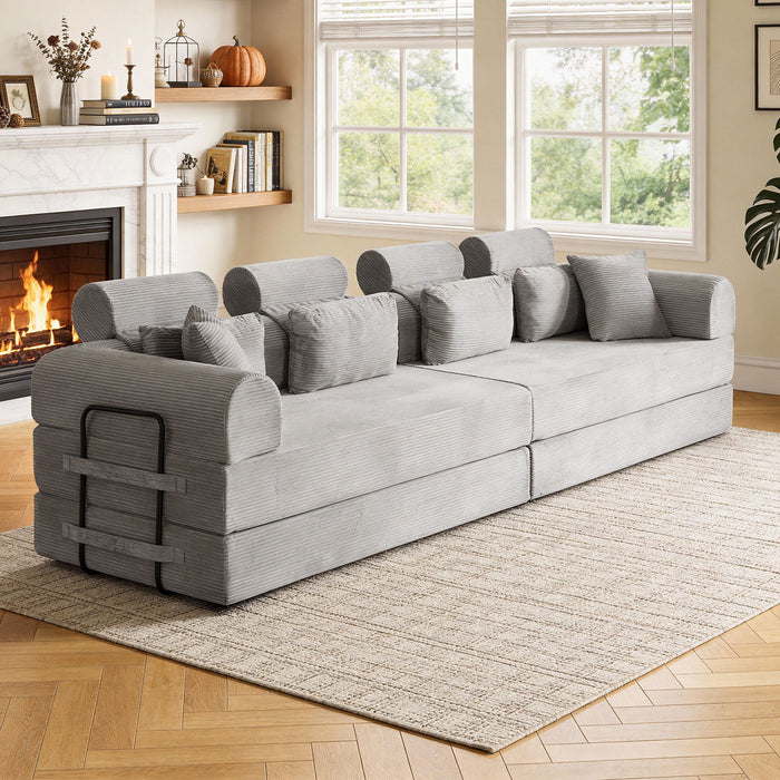 Modern L-Shape Modular Sectional Sofa, Compressed Design
