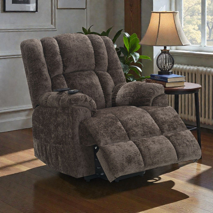 Power Motion Recliner With Lift Heating Massage Function - Brown