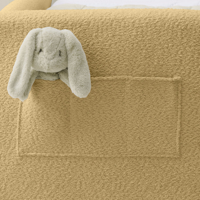 Cute Rabbit Ear Upholstered Platform Bed Frame With Safety Rail