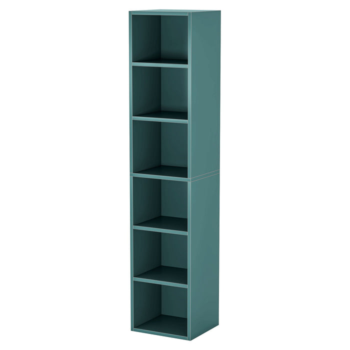 6 Tier Narrow Corner Cube Bookcase Storage, Freestanding Shelf With Open Cubes For Living Room