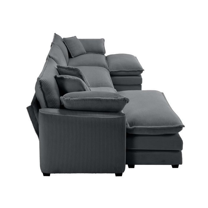 Modular Oversized Cushion Sofa With Ottoman, Low Back, Deep Seating Sofa Set