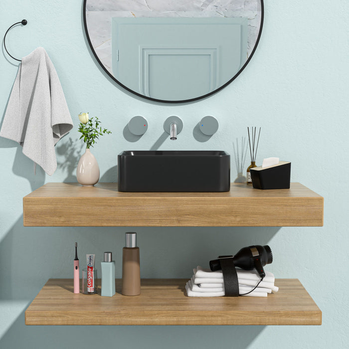 Sleek Ceramic Rectangular Vessel Bathroom Sink