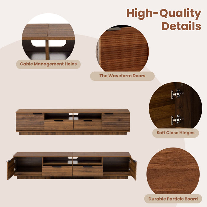 TV Stand, Entertainment Center With Deep Drawers, Cable Management & Soft Closing Hinges