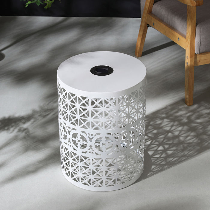 Modern Iron Solar Side Table With Built - In Light