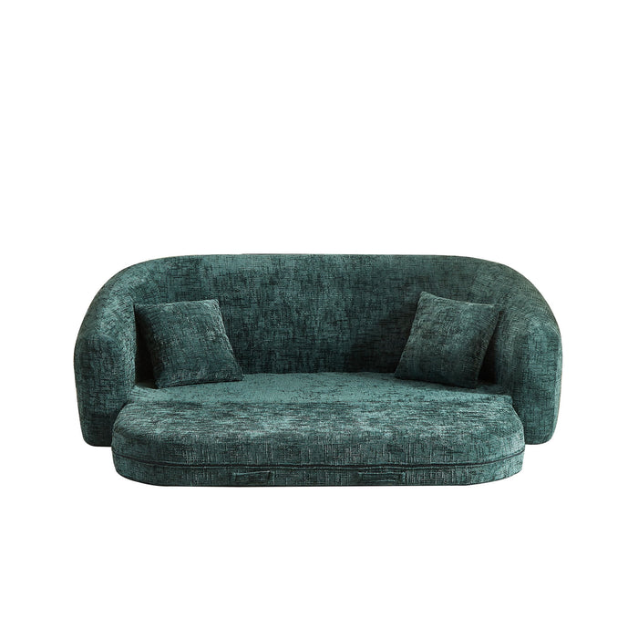 Curved Convertible Sofa, 2 In 1 Fold Out Bed With Pull Out Base And Deep Seat