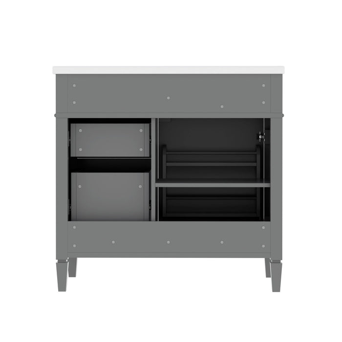 Bathroom Vanity With Top Sink, 2 Drawers, Tip Out Drawer