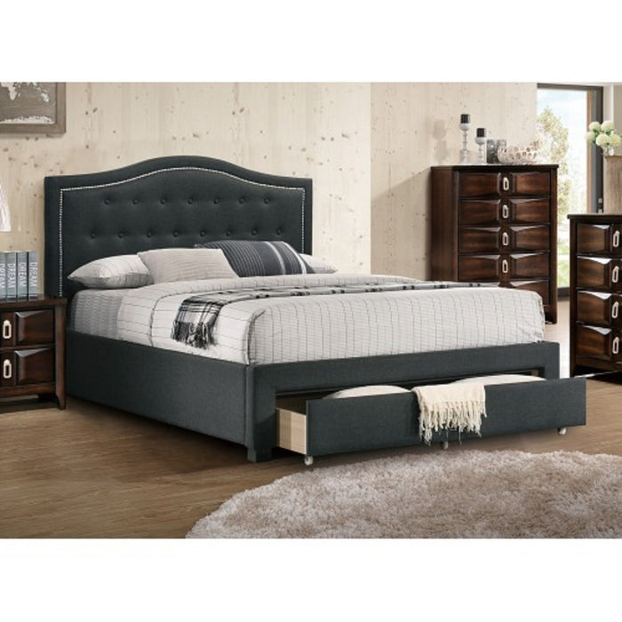 Modern Button Tufted Arch Headboard Bed With Storage Footboard