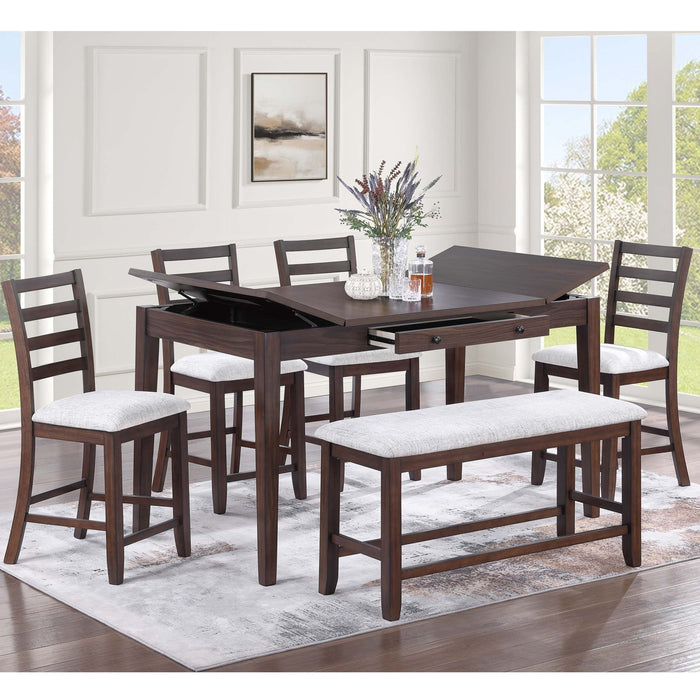 Ladder Back Design Counter Height Dining Chairs (Set of 2) - Walnut