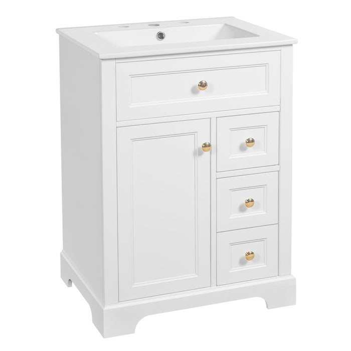 Modern Bathroom Vanity With Sink, 3 Drawers & Cabinet With 2 Tier Door Storage