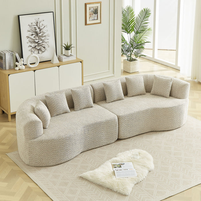 Curved Sectional Sofa With 6 Pillows