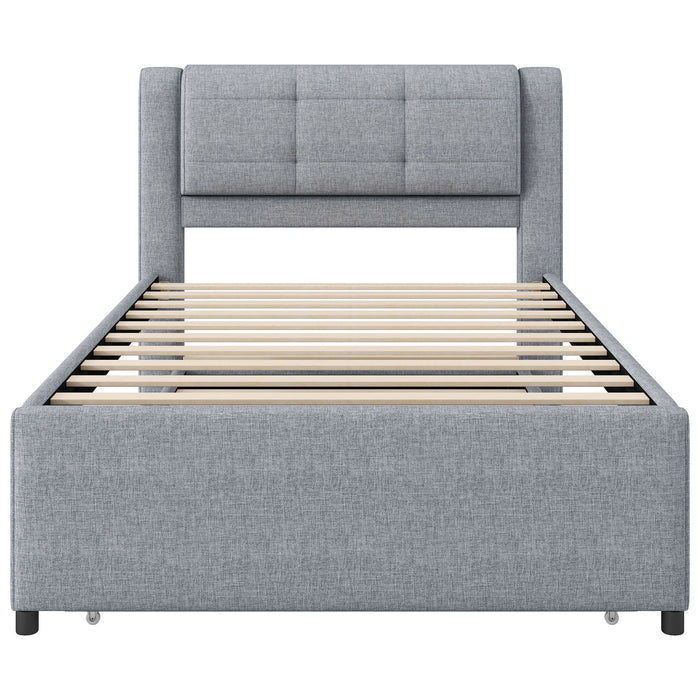 Upholstered Platform Bed With Multifunctional Trundle