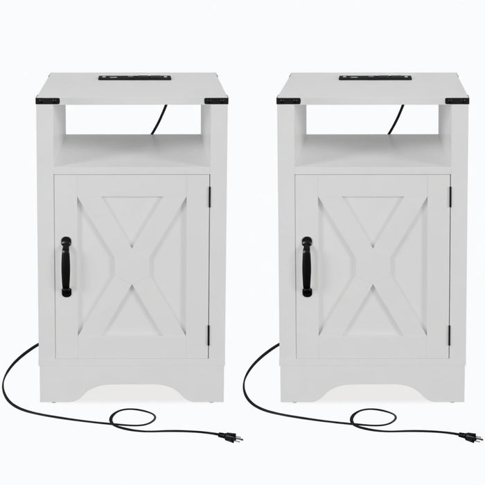 Farmhouse Nightstand, Charging Station & Storage