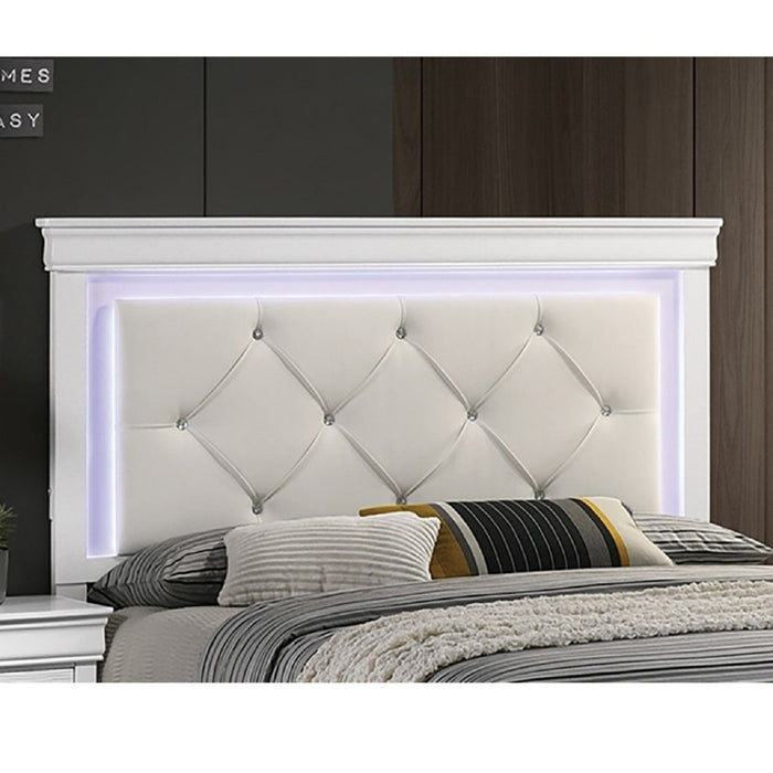 Tufted Headboard Bed With LED Lighting