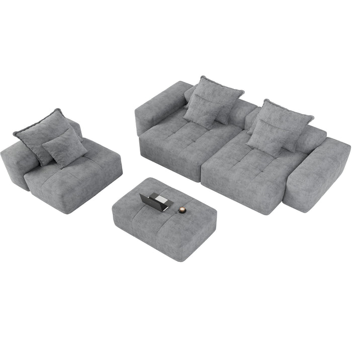 Modern Oversized, Modular Sectional Sofa With Pillows
