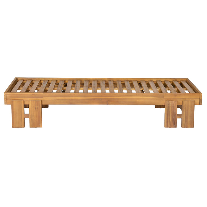 Daybed With Cushion & Pillow, Low Profile Design For Indoor / Outdoor Use - Cream / Teak