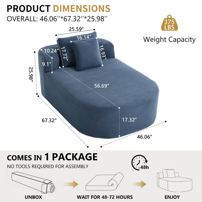 Oversized Chaise Lounge Sofa Bed With Deep Seat And Soft Pillows