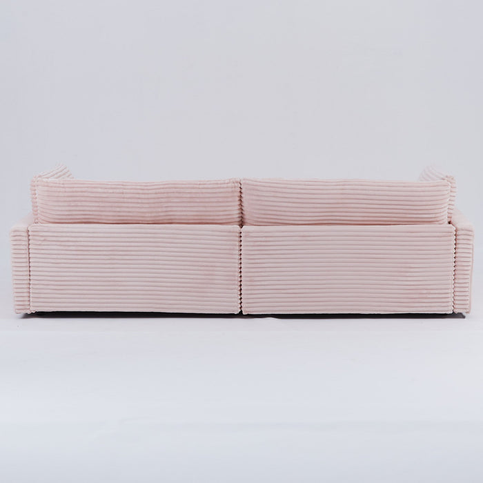 Elegant Corduroy Sofa With Throw Pillows And Backrests