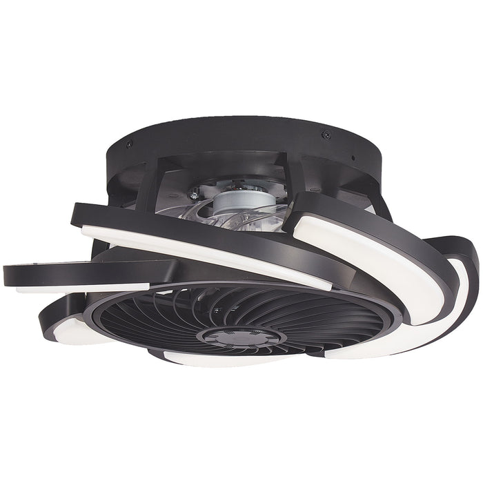 Bladeless Ceiling Fan With Remote Control, 6 Speeds Dimmable Light, Enclosed Low Profile For Living Room - Black