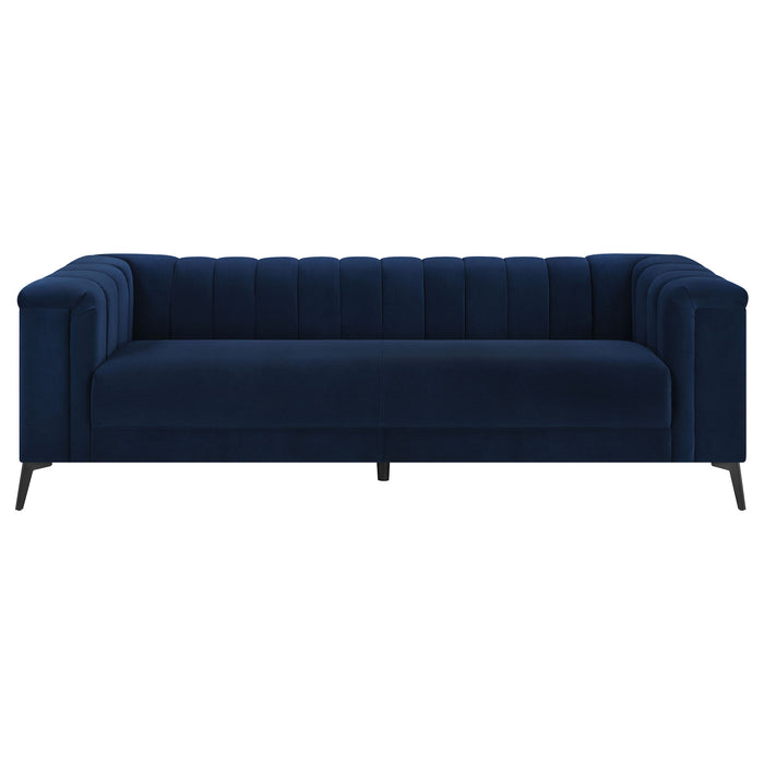 Darci - Tuxedo Arm Sofa With Tapered Legs - Blue