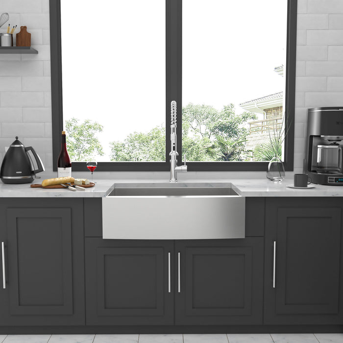 Farmhouse 36" Kitchen Sink Stainless Steel Apron Front - Brushed Nickel