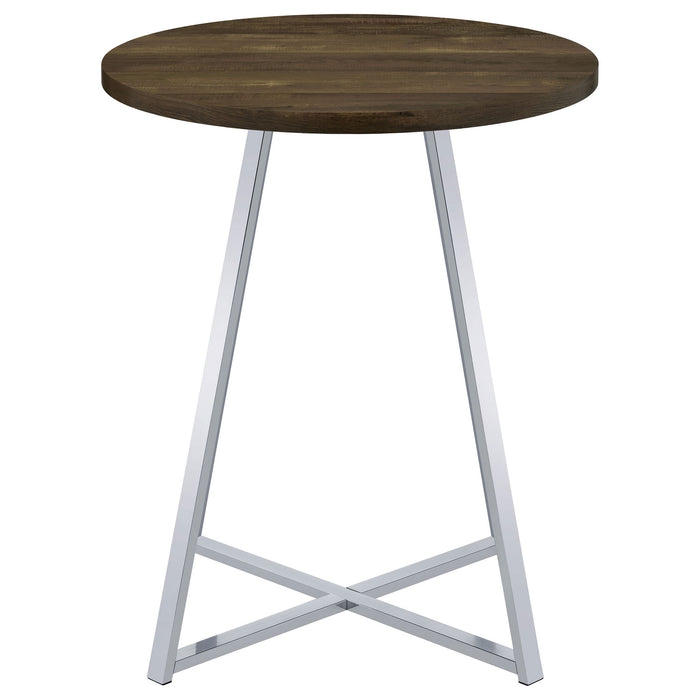Burkhart - Round Height Bistro Bar Table - Brown Oak