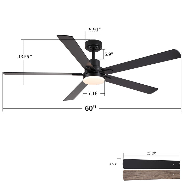 Ceiling Fan With Lights And Remot With Quiet DC Motor, 6 Speeds, Reversible Blades - Black