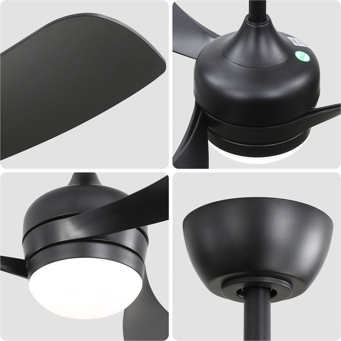 Ceiling Fan With 3 Blades, Remote Control, Reversible DC Motor, Noiseless Operation, 3 Downrods