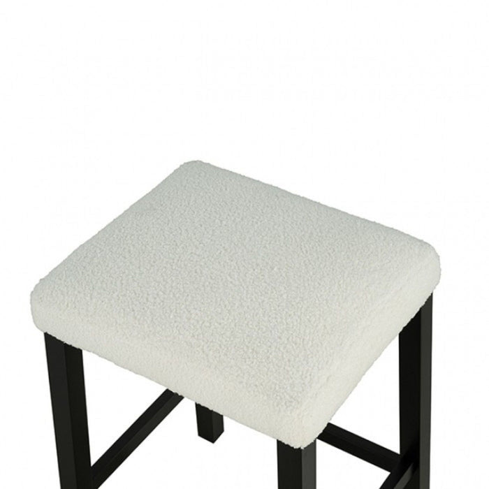 Dining Table Set With Storage Shelves, 3 Piece With 2 Stools - Black / Ivory / White