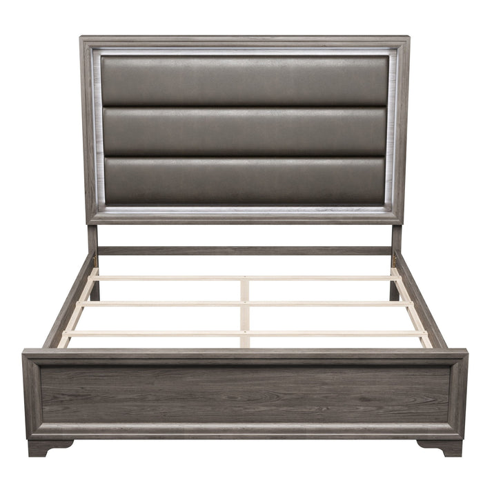 Bed With Horizontal Tufting Headboard