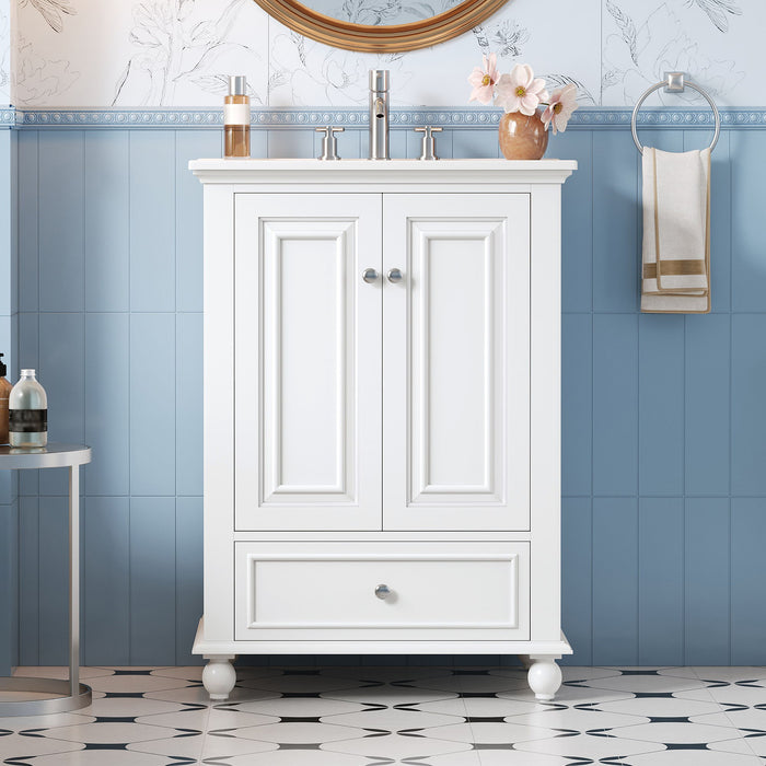 Modern Bathroom Vanity With Sink, Cabinet With Drawer And Dividers, Rectangular Storage Unit