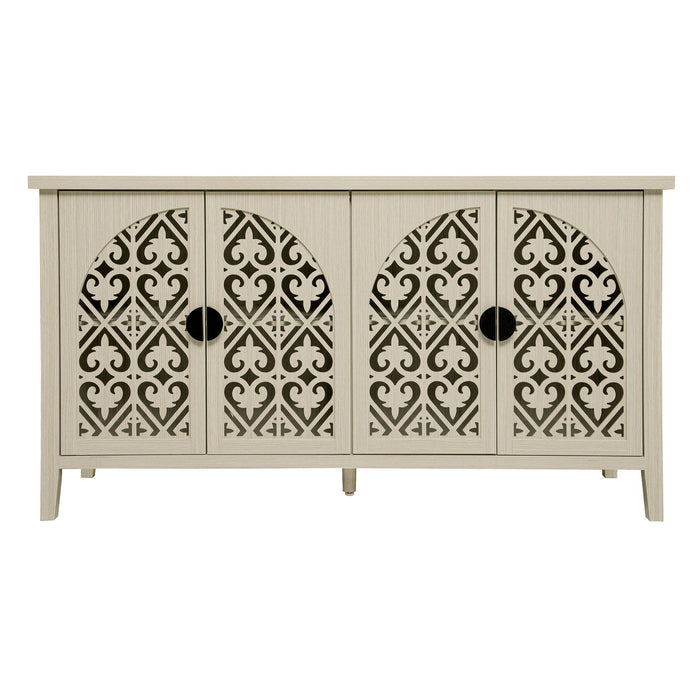 Hollowed Out Cabinet With 4 Doors, Suitable For Bedroom - Natural