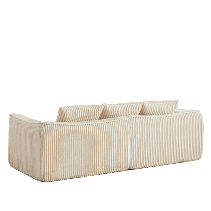 Minimalist 3 Seater Sofa With Curved Lines And Gently Sloped Backrest