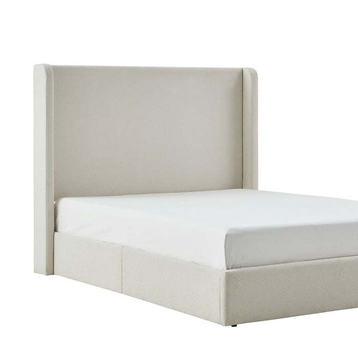 Carmen - King Size Upholstered Wingback Bed - Ivory