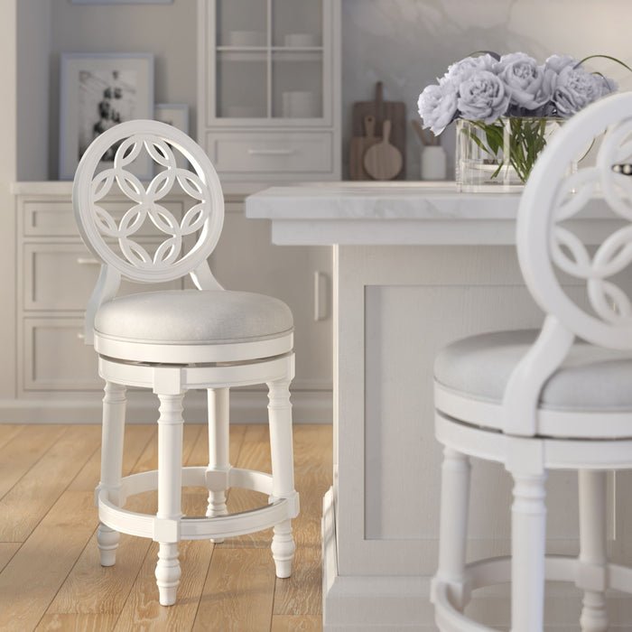 Stool With Back And Swivel Upholstered Seat