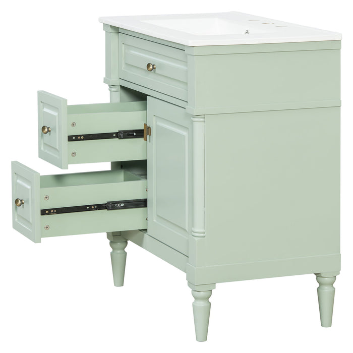 Modern Bathroom Vanity With Sink, Freestanding Cabinet With Flip Drawer & Adjustable Shelf