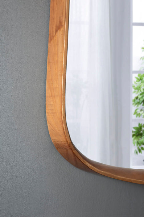 Irrgeular Mirror With Wood Frame, Wall Mirror For Living Room Bathroom Entryway - Brown