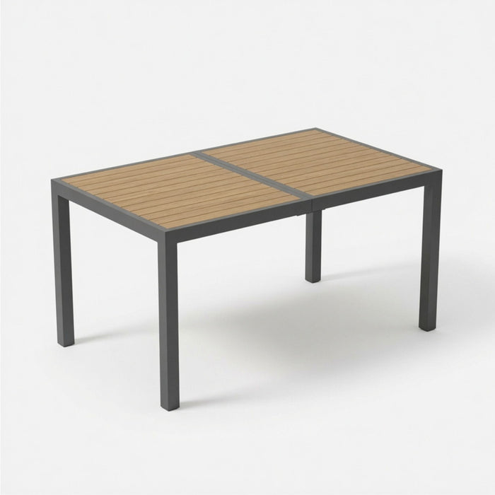 Rectangle Outdoor Patio Table With Slatted Top - Gray