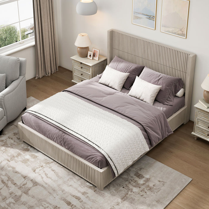 Platform Bed Frame With Headboard, Floor Standing Design