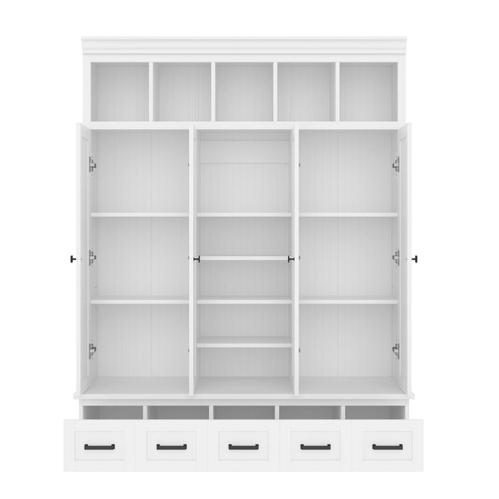Hall Tree & Bench And 5 Storage Cubbies
